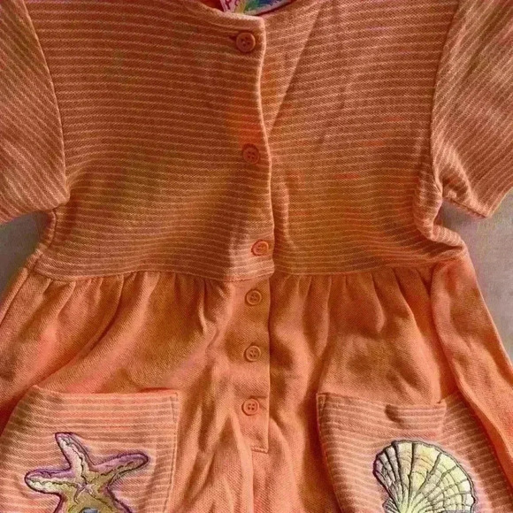 Coral Short Sleeve, Embroidered Front Pocket Dress, 6X - Picture 7 of 7